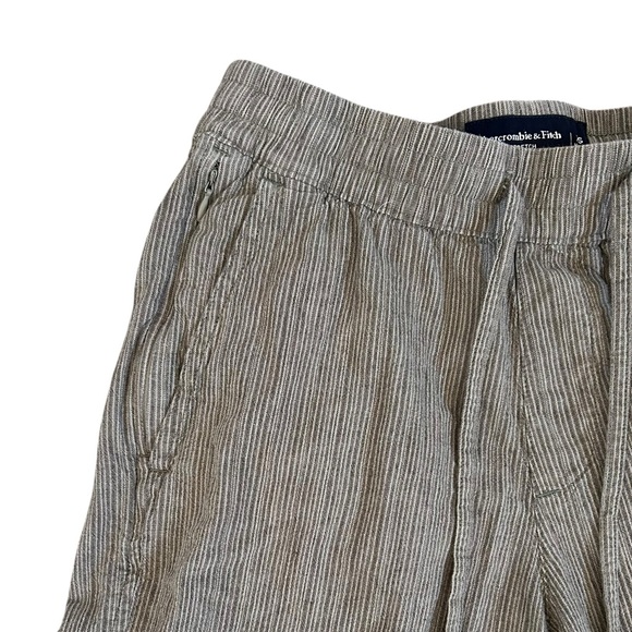 Abercrombie & Fitch Striped Earthy Tone Linen-Blend Shorts - Picture 3 of 7